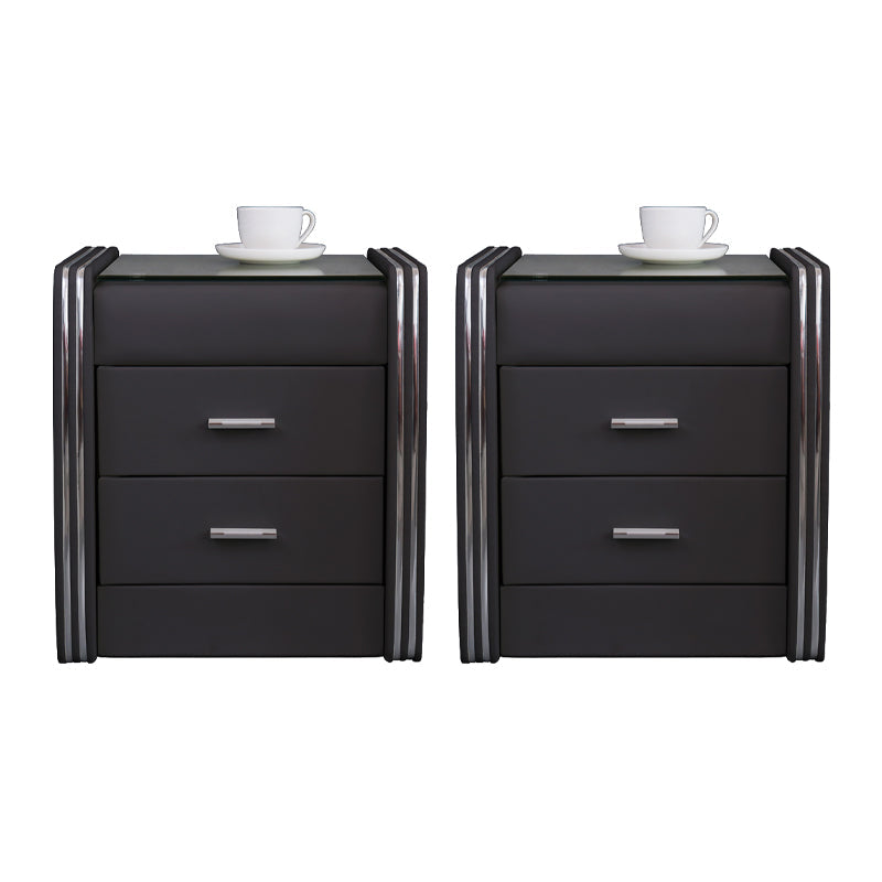 Drawer Storage Bed Nightstand Modern Accent Table Nightstand for Bedroom Black 2 Piece Set Clearhalo 'Bedroom Furniture' 'furn' 'furn_night_stand' 'Furniture' 'night_stand' 'Nightstands' 6457711