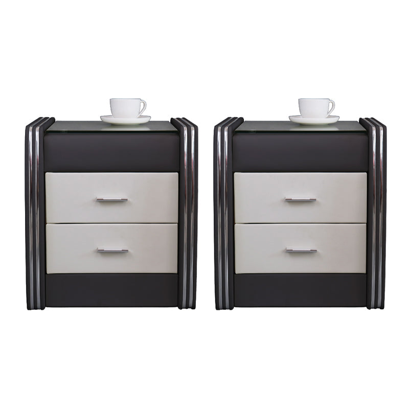 Drawer Storage Bed Nightstand Modern Accent Table Nightstand for Bedroom Black-White 2 Piece Set Clearhalo 'Bedroom Furniture' 'furn' 'furn_night_stand' 'Furniture' 'night_stand' 'Nightstands' 6457714