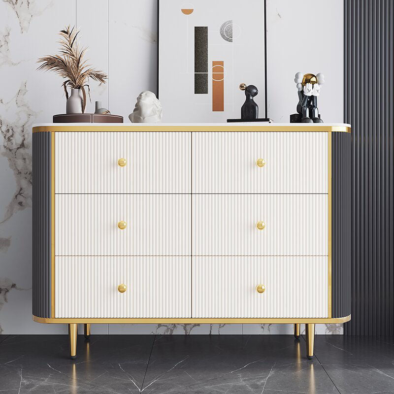 Glam Bedroom Chest Stone 16"Wide Storage Chest with Metal Legs White-Black 6 Clearhalo 'Bedroom Furniture' 'Dressers & Chests' 'dressers_chests' 'furn' 'furn_dressers_chests' 'Furniture' 6457858