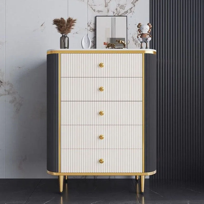 Glam Bedroom Chest Stone 16"Wide Storage Chest with Metal Legs White-Black 5 Clearhalo 'Bedroom Furniture' 'Dressers & Chests' 'dressers_chests' 'furn' 'furn_dressers_chests' 'Furniture' 6457863