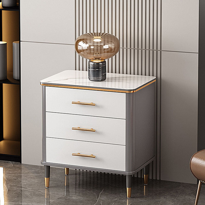 Glam White Vertical Stone Storage Chest Bedroom Chest with Drawers