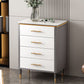 Glam White Vertical Stone Storage Chest Bedroom Chest with Drawers