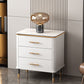 Glam White Vertical Stone Storage Chest Bedroom Chest with Drawers