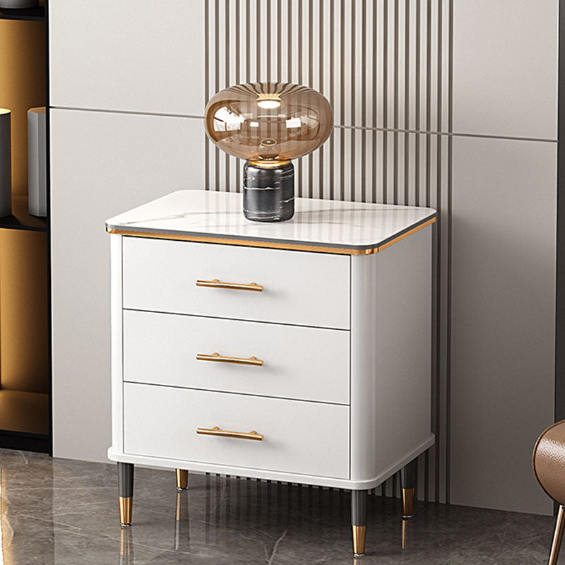 Glam White Vertical Stone Storage Chest Bedroom Chest with Drawers