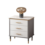 Glam White Vertical Stone Storage Chest Bedroom Chest with Drawers