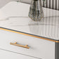 Glam White Vertical Stone Storage Chest Bedroom Chest with Drawers