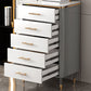 Glam White Vertical Stone Storage Chest Bedroom Chest with Drawers