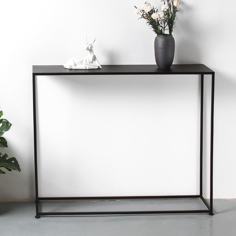 Iron Modern Console Table 31.5-inch Tall End Table with Frame Base 39.5"L x 10"W x 31.5"H Black Clearhalo 'Console Tables' 'console_tables' 'Entry & Mudroom Furniture' 'furn' 'furn_console_tables' 'Furniture' 6458020