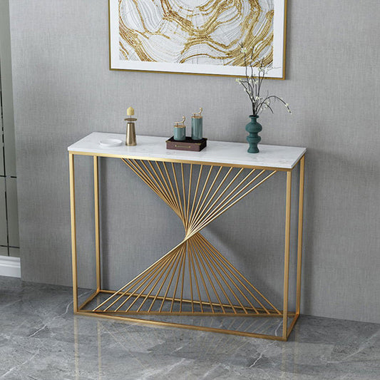 11.81-inch Wide Console Table Glam Marble Accent Table with 1 Shelf