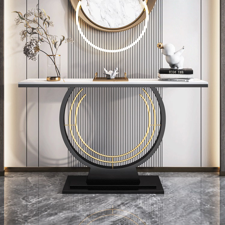 Stone Rectangle Console Table 1-shelf 31.5" Tall End Table for Hall Clearhalo 'Console Tables' 'console_tables' 'Entry & Mudroom Furniture' 'furn' 'furn_console_tables' 'Furniture' 6458130