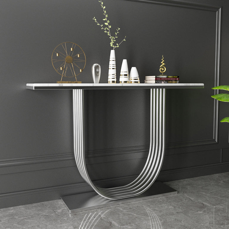 35.43" Tall Modern Console Table Marble 1-shelf Accent Table for Hall Clearhalo 'Console Tables' 'console_tables' 'Entry & Mudroom Furniture' 'furn' 'furn_console_tables' 'Furniture' 6458144