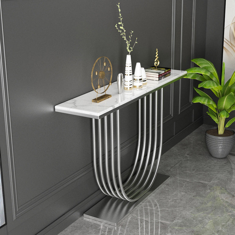 35.43" Tall Modern Console Table Marble 1-shelf Accent Table for Hall Clearhalo 'Console Tables' 'console_tables' 'Entry & Mudroom Furniture' 'furn' 'furn_console_tables' 'Furniture' 6458146
