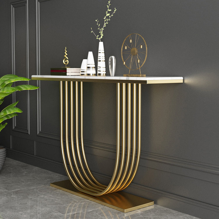 35.43" Tall Modern Console Table Marble 1-shelf Accent Table for Hall Clearhalo 'Console Tables' 'console_tables' 'Entry & Mudroom Furniture' 'furn' 'furn_console_tables' 'Furniture' 6458149
