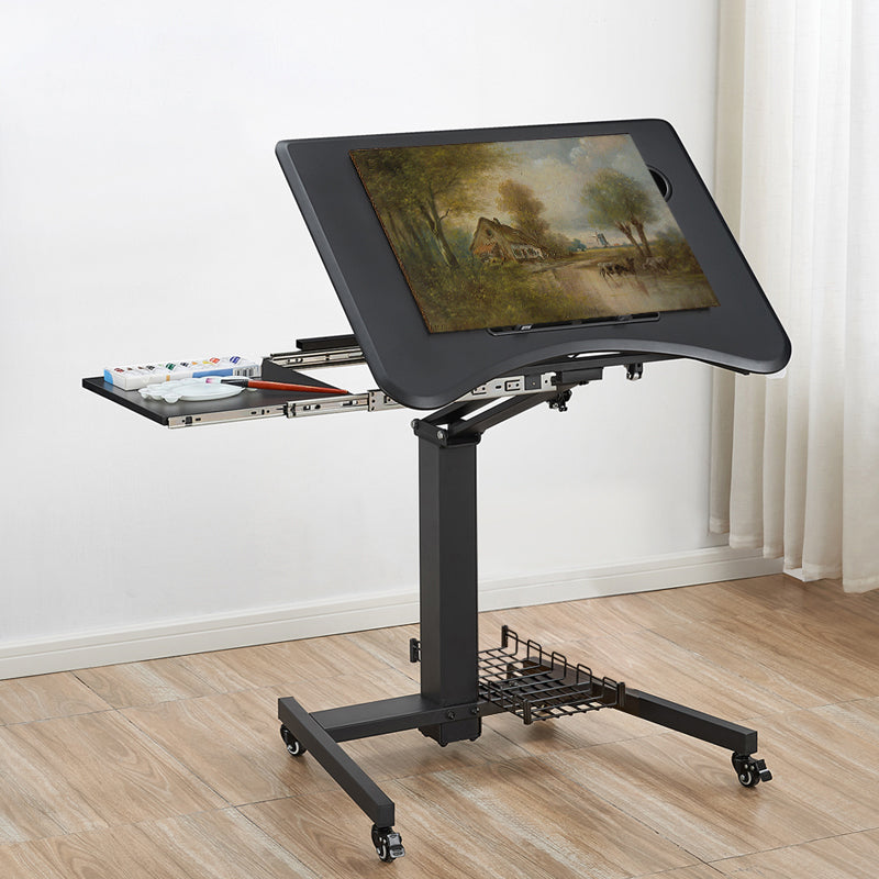 Contemporary Pedestal Writing Desk Folding Office Desk with Metal Legs Clearhalo 'furn' 'furn_office_desk' 'Furniture' 'Office Desks' 'Office Furniture' 'office_desk' 6458617