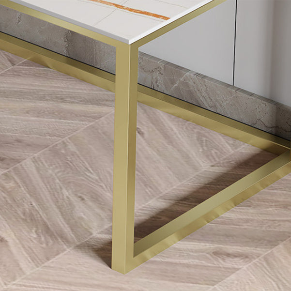 Glam Stone Office Desk 29.53" Tall Rectangular Writing Desk with Iron Base Clearhalo 'furn' 'furn_office_desk' 'Furniture' 'Office Desks' 'Office Furniture' 'office_desk' 6458685