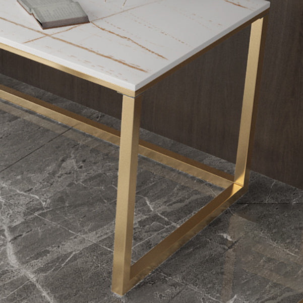 Glam Stone Office Desk 29.53" Tall Rectangular Writing Desk with Iron Base Clearhalo 'furn' 'furn_office_desk' 'Furniture' 'Office Desks' 'Office Furniture' 'office_desk' 6458687