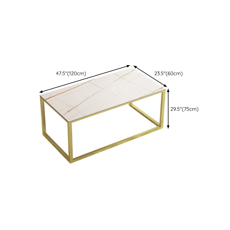 Glam Stone Office Desk 29.53" Tall Rectangular Writing Desk with Iron Base Clearhalo 'furn' 'furn_office_desk' 'Furniture' 'Office Desks' 'Office Furniture' 'office_desk' 6458694