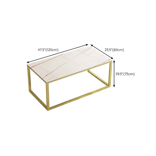 Bureau de bureau Glam Stone 29.53 "Tableau d'écriture rectangulaire avec base de fer