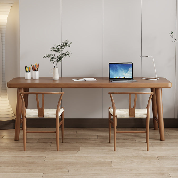 Scrivania curva in legno massiccio moderno da 23,62 pollici da ufficio largo