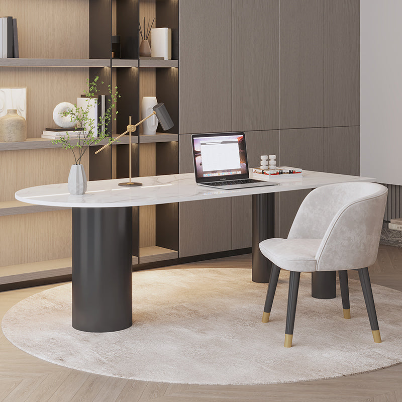 Convertisseur debout piédestal moderne Bureau d'écriture blanc avec des jambes en métal