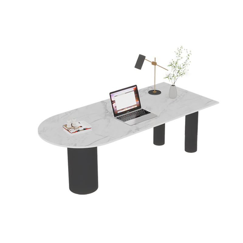 Convertisseur debout piédestal moderne Bureau d'écriture blanc avec des jambes en métal