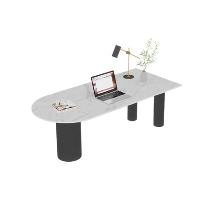 Convertisseur debout piédestal moderne Bureau d'écriture blanc avec des jambes en métal