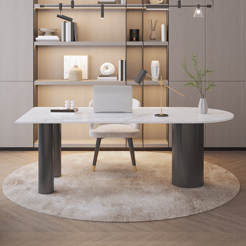 Convertisseur debout piédestal moderne Bureau d'écriture blanc avec des jambes en métal