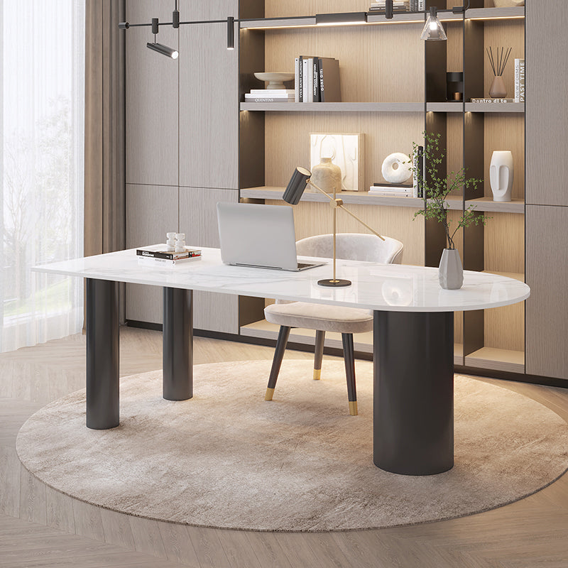 Convertisseur debout piédestal moderne Bureau d'écriture blanc avec des jambes en métal