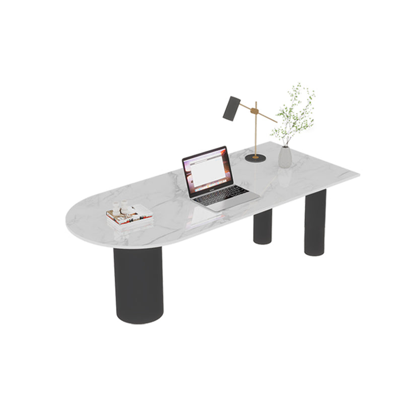 Convertisseur debout piédestal moderne Bureau d'écriture blanc avec des jambes en métal