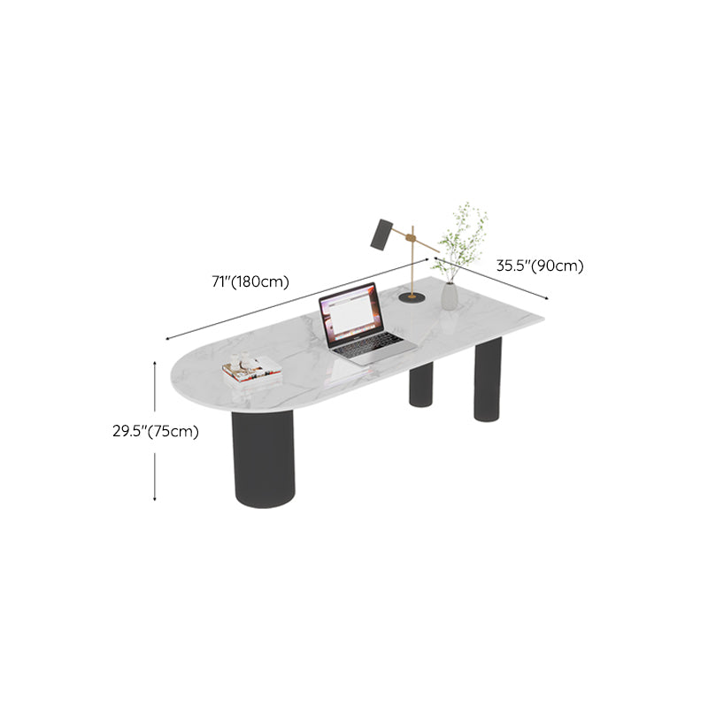 Convertisseur debout piédestal moderne Bureau d'écriture blanc avec des jambes en métal