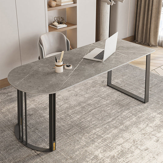 Bureau d'écriture en pierre industrielle 19.7 "W PENINSULA BUREAU BUREAU avec des jambes en fer