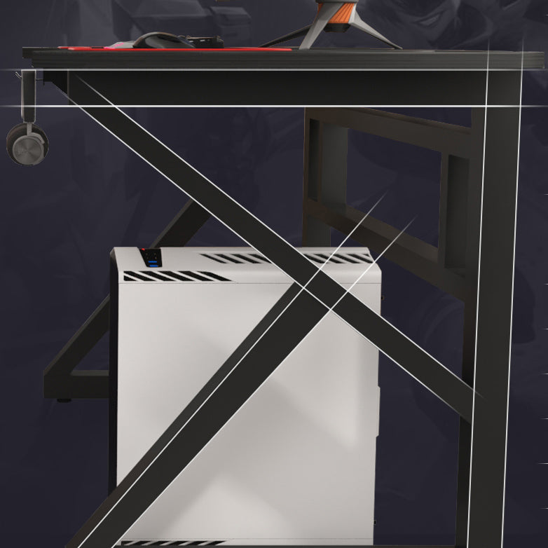 23.62 "W houten gaming bureau moderne gebogen computerbureau met stalen benen