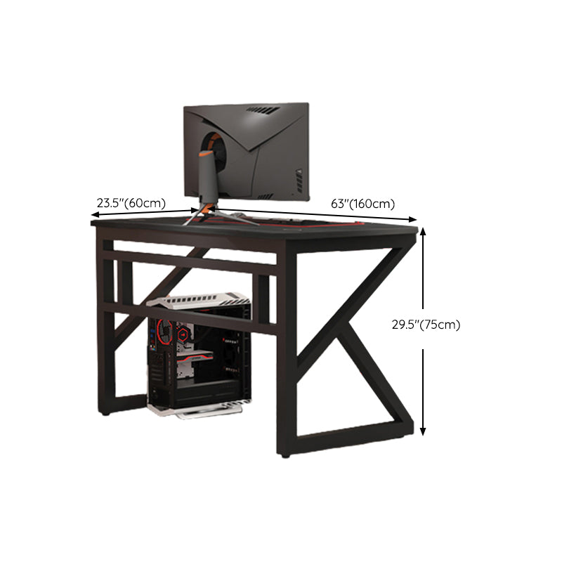 23.62 "W houten gaming bureau moderne gebogen computerbureau met stalen benen