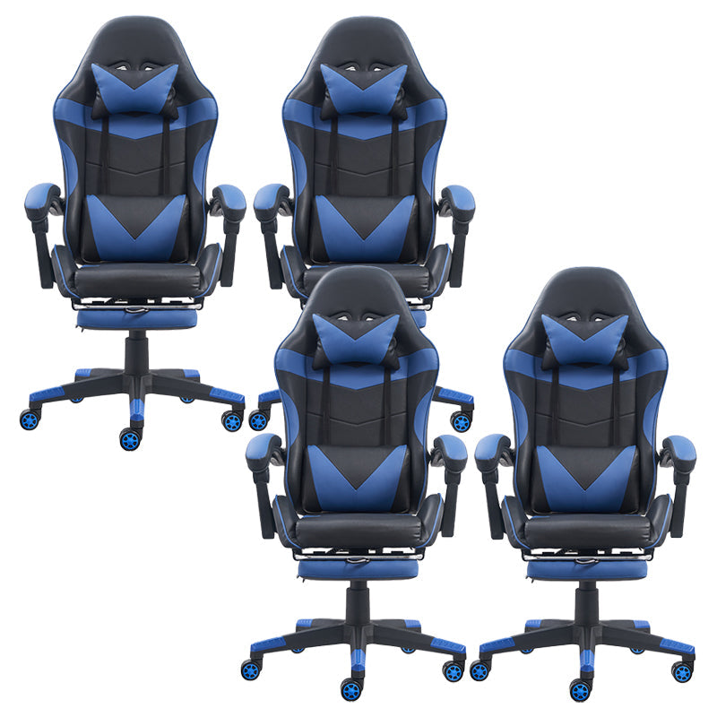 Modern Slide Office Chair Adjustable Seat Height Pillow Included Desk Chair 4 Piece Set Clearhalo 'furn' 'furn_office_chair' 'Furniture' 'Office Chairs' 'Office Furniture' 'office_chair' 6459681