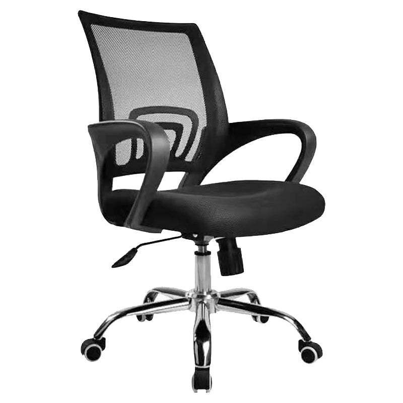 Modern Desk Chair in Black Mesh Ergonomic Computer Chair Mid-Back Chair with Wheels Clearhalo 'furn' 'furn_office_chair' 'Furniture' 'Office Chairs' 'Office Furniture' 'office_chair' 6459714