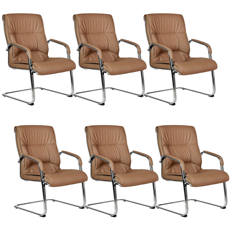 Modern Office Chair No Wheels No Distressing Fixed Arms Upholstered Desk Chair