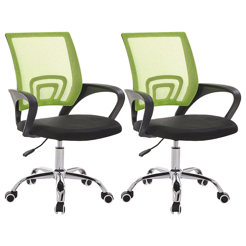 Modern Fixed Arms Conference Chair Mesh-back Chair for Office Green 2 Piece Set Casters Included Clearhalo 'furn' 'furn_office_chair' 'Furniture' 'Office Chairs' 'Office Furniture' 'office_chair' 6459941