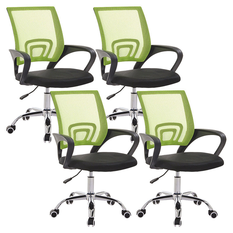 Modern Fixed Arms Conference Chair Mesh-back Chair for Office Green 4 Piece Set Casters Included Clearhalo 'furn' 'furn_office_chair' 'Furniture' 'Office Chairs' 'Office Furniture' 'office_chair' 6459943