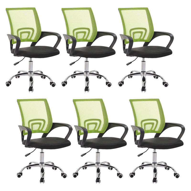 Modern Fixed Arms Conference Chair Mesh-back Chair for Office Green 6 Piece Set Casters Included Clearhalo 'furn' 'furn_office_chair' 'Furniture' 'Office Chairs' 'Office Furniture' 'office_chair' 6459944