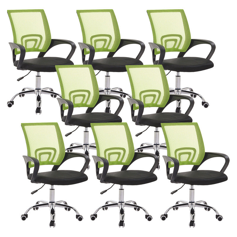 Modern Fixed Arms Conference Chair Mesh-back Chair for Office Green 8 Piece Set Casters Included Clearhalo 'furn' 'furn_office_chair' 'Furniture' 'Office Chairs' 'Office Furniture' 'office_chair' 6459946