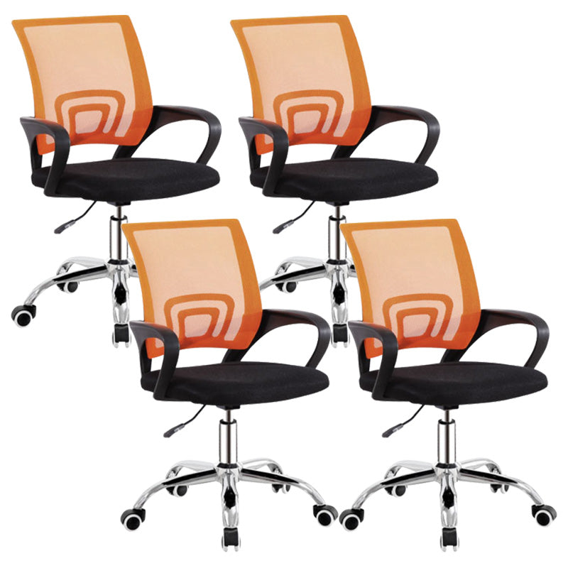 Modern Fixed Arms Conference Chair Mesh-back Chair for Office Orange 4 Piece Set Casters Included Clearhalo 'furn' 'furn_office_chair' 'Furniture' 'Office Chairs' 'Office Furniture' 'office_chair' 6459950