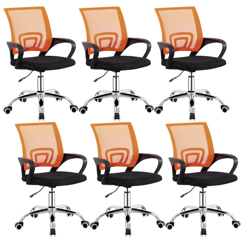 Modern Fixed Arms Conference Chair Mesh-back Chair for Office Orange 6 Piece Set Casters Included Clearhalo 'furn' 'furn_office_chair' 'Furniture' 'Office Chairs' 'Office Furniture' 'office_chair' 6459953