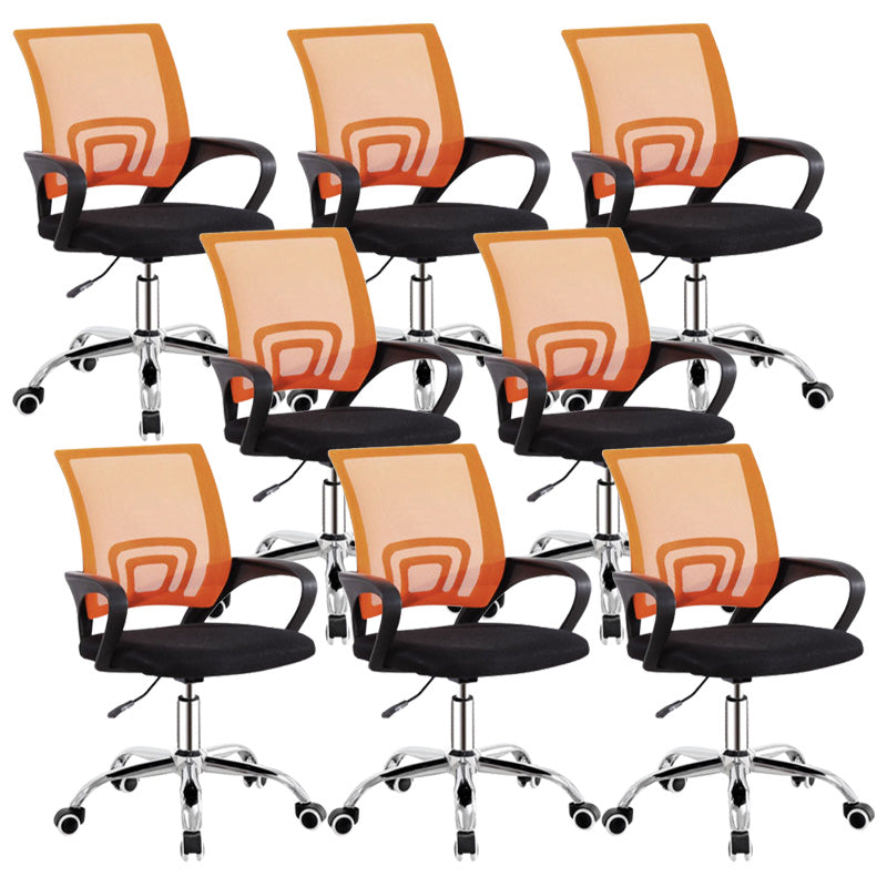Modern Fixed Arms Conference Chair Mesh-back Chair for Office Orange 8 Piece Set Casters Included Clearhalo 'furn' 'furn_office_chair' 'Furniture' 'Office Chairs' 'Office Furniture' 'office_chair' 6459954