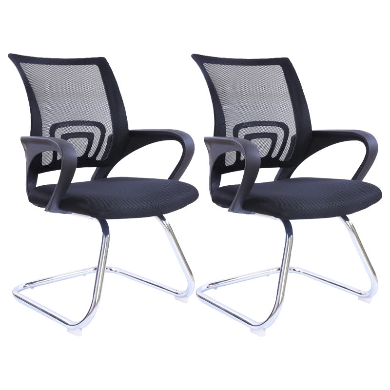 Modern Fixed Arms Conference Chair Mesh-back Chair for Office Black 2 Piece Set Casters Not Included Clearhalo 'furn' 'furn_office_chair' 'Furniture' 'Office Chairs' 'Office Furniture' 'office_chair' 6459956