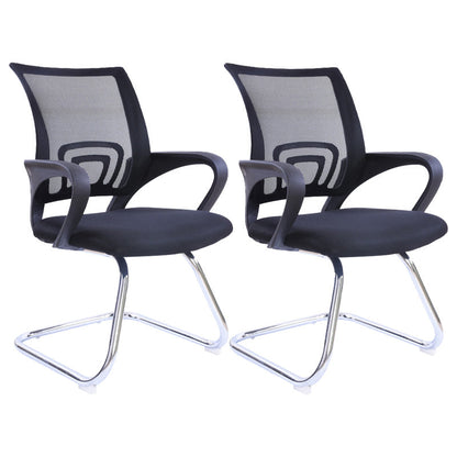 Modern Fixed Arms Conference Chair Mesh-back Chair for Office Black 2 Piece Set Casters Not Included Clearhalo 'furn' 'furn_office_chair' 'Furniture' 'Office Chairs' 'Office Furniture' 'office_chair' 6459956