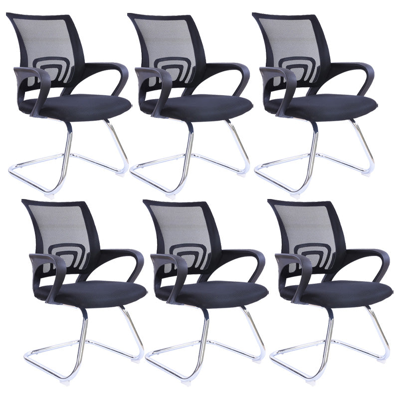 Modern Fixed Arms Conference Chair Mesh-back Chair for Office Black 6 Piece Set Casters Not Included Clearhalo 'furn' 'furn_office_chair' 'Furniture' 'Office Chairs' 'Office Furniture' 'office_chair' 6459961