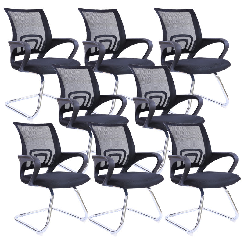 Modern Fixed Arms Conference Chair Mesh-back Chair for Office Black 8 Piece Set Casters Not Included Clearhalo 'furn' 'furn_office_chair' 'Furniture' 'Office Chairs' 'Office Furniture' 'office_chair' 6459962