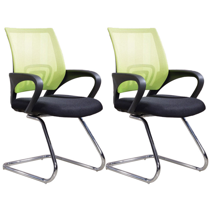 Modern Fixed Arms Conference Chair Mesh-back Chair for Office Green 2 Piece Set Casters Not Included Clearhalo 'furn' 'furn_office_chair' 'Furniture' 'Office Chairs' 'Office Furniture' 'office_chair' 6459963