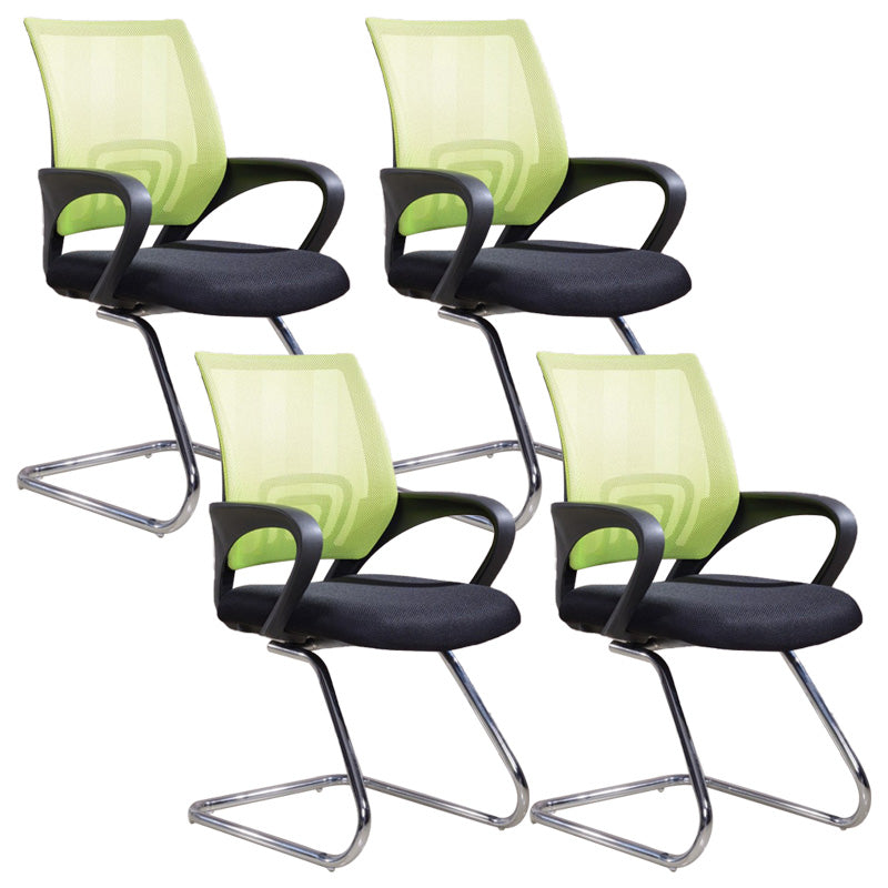 Modern Fixed Arms Conference Chair Mesh-back Chair for Office Green 4 Piece Set Casters Not Included Clearhalo 'furn' 'furn_office_chair' 'Furniture' 'Office Chairs' 'Office Furniture' 'office_chair' 6459964