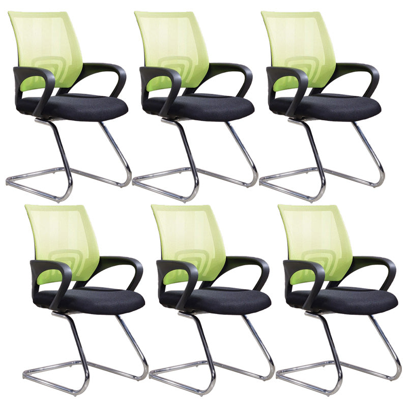 Modern Fixed Arms Conference Chair Mesh-back Chair for Office Green 6 Piece Set Casters Not Included Clearhalo 'furn' 'furn_office_chair' 'Furniture' 'Office Chairs' 'Office Furniture' 'office_chair' 6459965